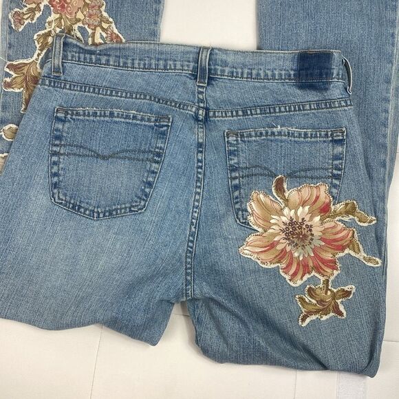 Vintage Cavaricci Floral Patchwork Y2K Bootcut Jeans Size 10 E - Picture 6 of 10